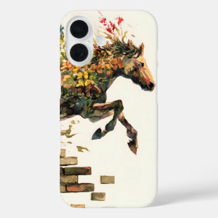 Nature Botanical Floral Horse Jumping iPhone 16 Case