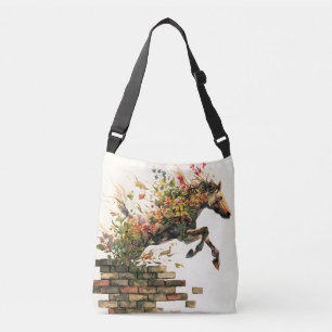 Nature Botanical Floral Horse Jumping Crossbody Bag