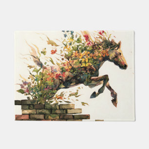 Nature Botanical Floral Horse Jumping Doormat