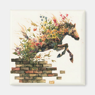 Nature Botanical Floral Horse Jumping Magnet