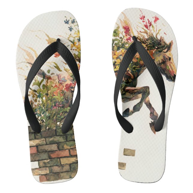 Nature Botanical Floral Horse Jumping Thongs (Footbed)