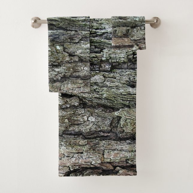 Nature Botanical Pine Tree Bark Photo Bath Towel Set (Insitu)