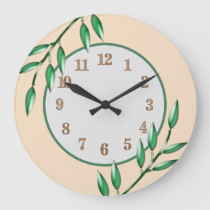 Nature Botanicals Green Leaves Baby Nursery Large Clock