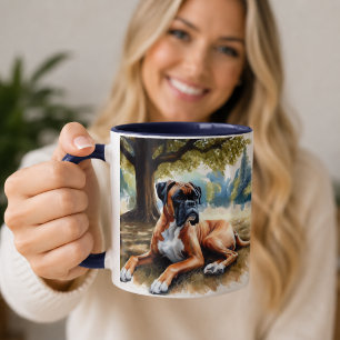 Nature Boxer Dog in Watercolor Mug