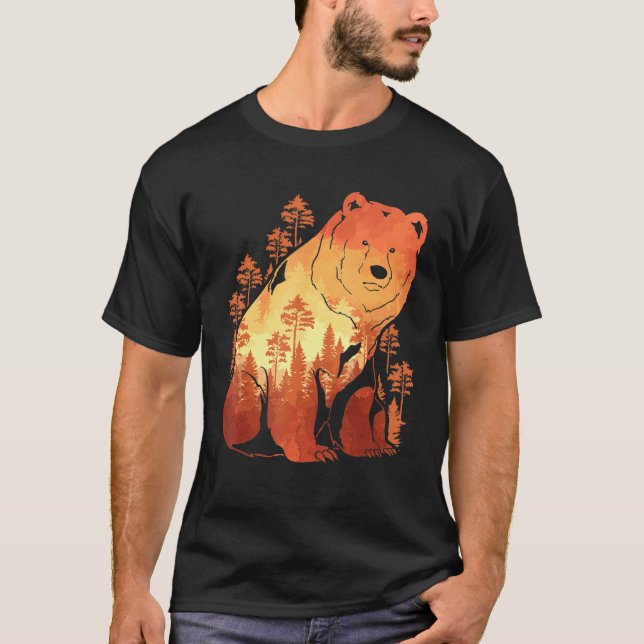 Nature Brown Bear Outdoor Wildlife Forest Animal B T-Shirt (Front)