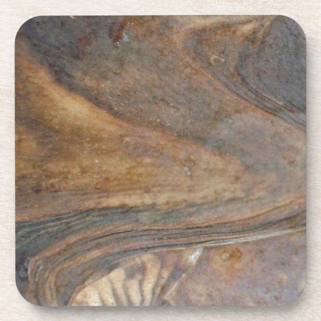 Nature Brown Woodgrain Photo Swirled Pattern Coaster (Front)