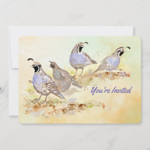 Nature California Quail Bird Birthday Party Invitation