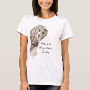 "Nature Cheaper than therapy" Humour Watercolor T-Shirt