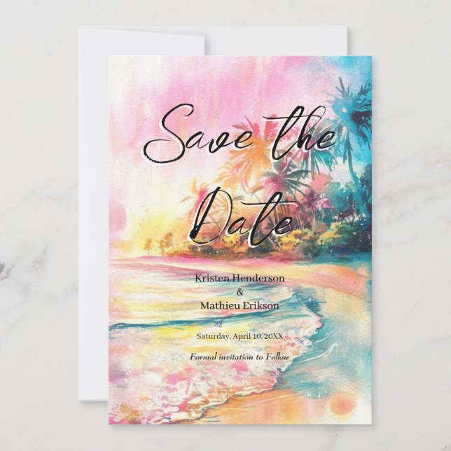 Nature Chic Beach Wedding Save The Date (Front)