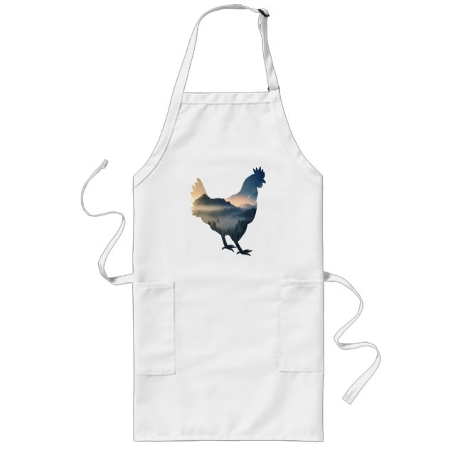 Nature chicken silhouette Farm hen Long Apron (Front)