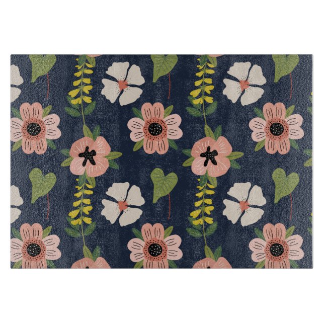 Nature Colourful Flowers Cute Watercolor        Cutting Board (Front)