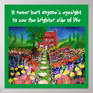 Nature Cottage W/ Beautiful Cool Gardens Template Poster