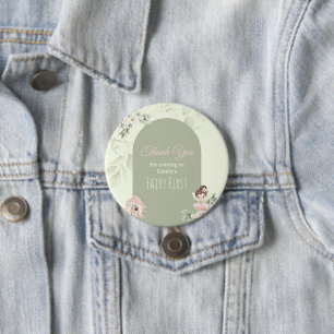 Nature Cute Flower Fairy 1st Birthday Button