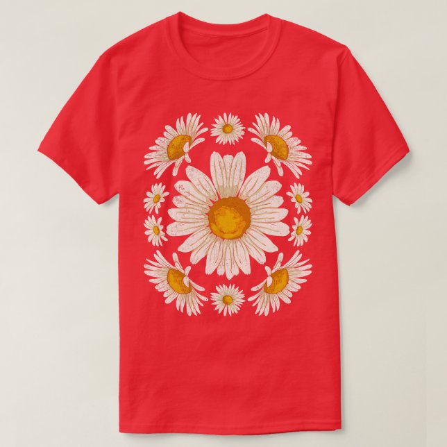 Nature Daisies Floral Gardener Botanical Daisy Flo T-Shirt (Design Front)