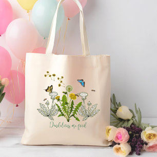 Nature Dandelions Butterflies Saying Tote Bag