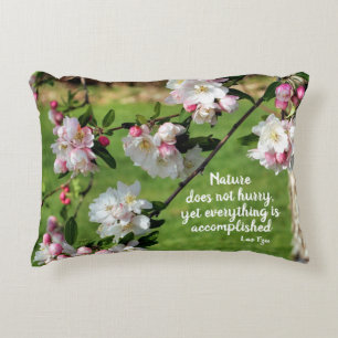 Nature Does Not Hurry Inspirational Quote  Decorative Cushion