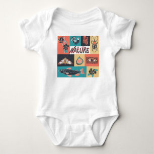 Nature Elements, Retro Style Icons. Baby Bodysuit