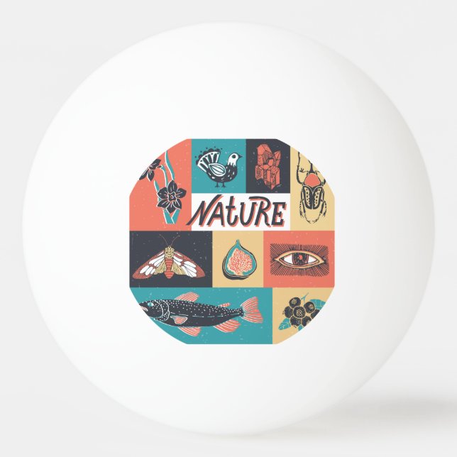 Nature Elements, Retro Style Icons. Ping Pong Ball (Front)