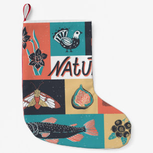 Nature Elements, Retro Style Icons. Small Christmas Stocking