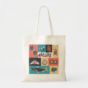 Nature Elements, Retro Style Icons. Tote Bag