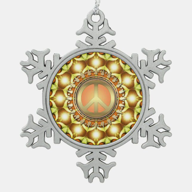Nature Energy Peace Symbol Hanging Pewter Ornament (Front)