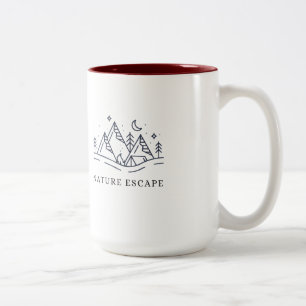 Nature Escape Camping Illustration Two-Tone Coffee Mug