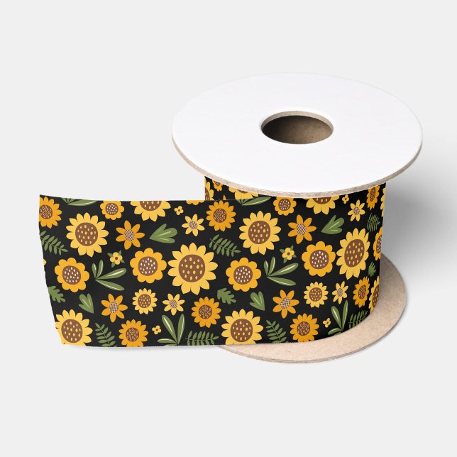 Nature Fall Sunflower Satin Ribbon (Spool)