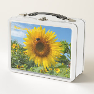 nature, flower, summer, sunflower, blossom, floral metal lunch box