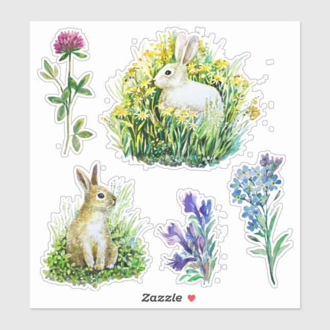 Nature flowers, bunnies, spring (Sheet)