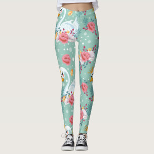 Nature Flowers Swan Leggings
