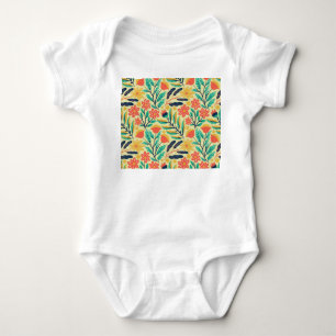 Nature Foliage: Floral Seamless Pattern. Baby Bodysuit