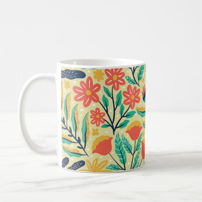 Nature Foliage: Floral Seamless Pattern. Coffee Mug (Left)