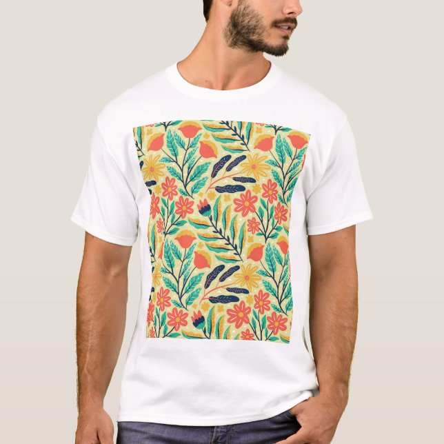 Nature Foliage: Floral Seamless Pattern. T-Shirt (Front)