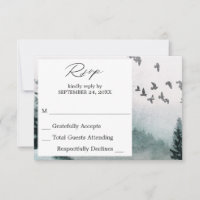 Nature Forest & Birds no Meal RSVP Card
