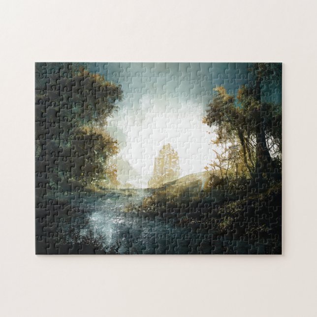 Nature Forest Trees Distance Photography Water Jigsaw Puzzle (Horizontal)