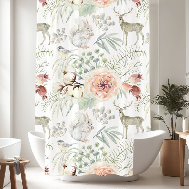 Nature Forest Wildlife Pattern Shower Curtain (Creator Uploaded)