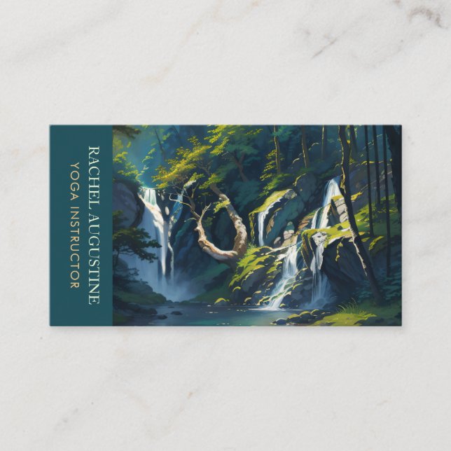 Nature Forest YOGA Hidden Text Meditation Teacher Business Card (Front)