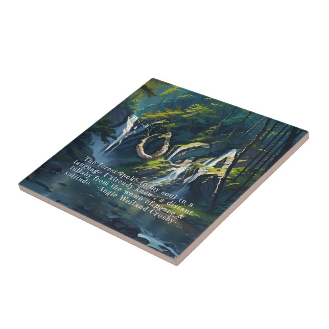 Nature Forest YOGA Hidden Text Reiki Master Quotes Ceramic Tile (Side)