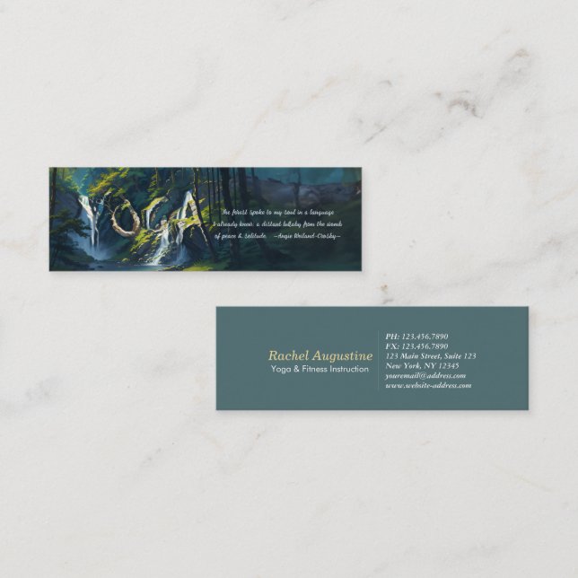 Nature Forest YOGA Hidden Text Reiki Master Quotes Mini Business Card (Front/Back)