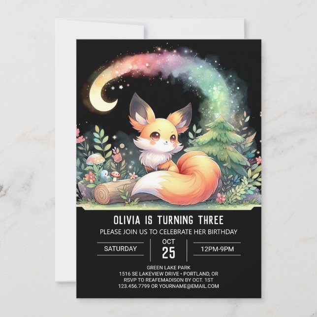 Nature Fun Fox Birthday digital  Invitation (Front)