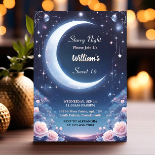 Nature Galaxy Mystical Starry Night Sweet 16 Invitation