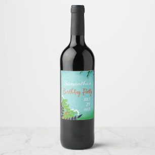 Nature Garden Birthday Party Wine Label