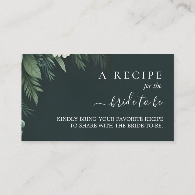 Nature Garden Plant Dark Green Bridal Shower Enclosure Card (Front)