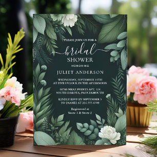 Nature Garden Plant Dark Green Bridal Shower Invitation