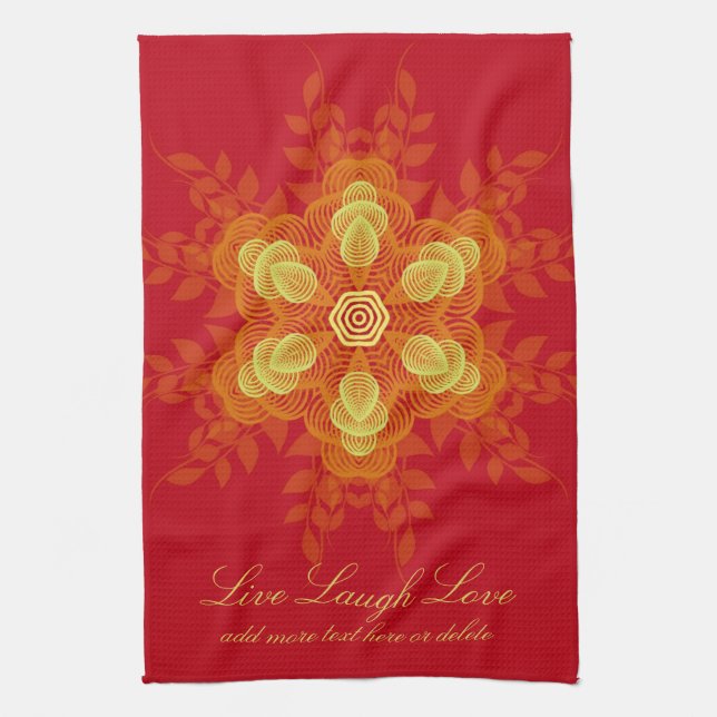 Nature Geometric w/ Custom Text Tea Towel (Vertical)