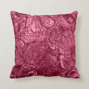 Nature Glitter Abstract Pink Candy Burgundy Cushion
