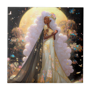 Nature Goddess African American Fantasy Art Ceramic Tile