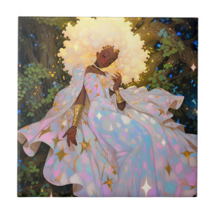 Nature Goddess African American Fantasy Art Ceramic Tile