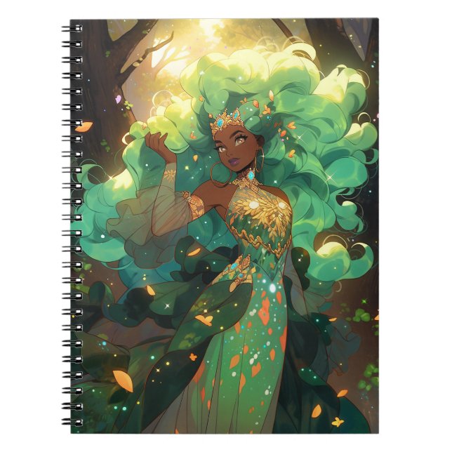 Nature Goddess African American Fantasy Art Notebook (Front)