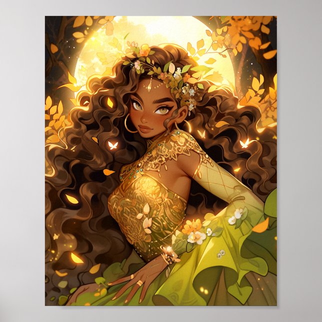 Nature Goddess African American Fantasy Art Poster (Front)
